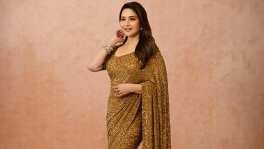 Dhak Dhak Girl, Madhuri Dixit Stuns in a Gold Saree for a Clothing Brand, View Pic